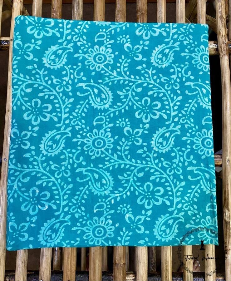 Elegant Unstitched Cotton Fabric for Kurtas-Turquoise