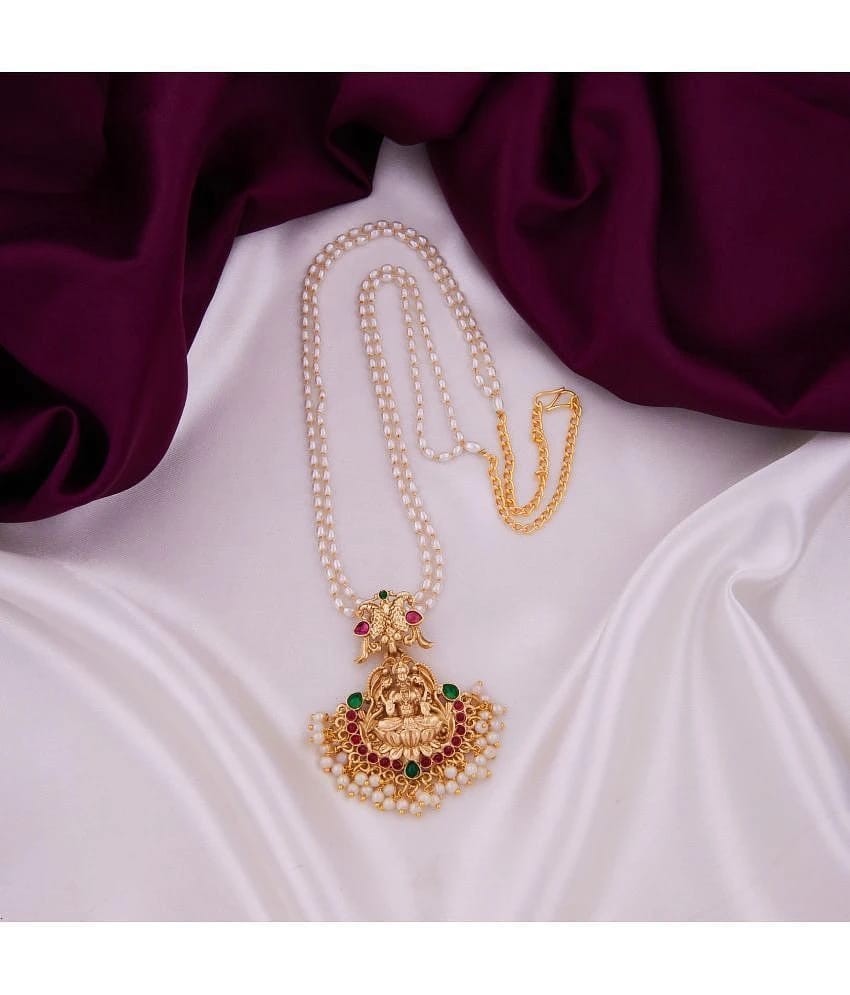 ROFARWORD Gold Brass Necklace Set ( Pack of 1 ) - Gold