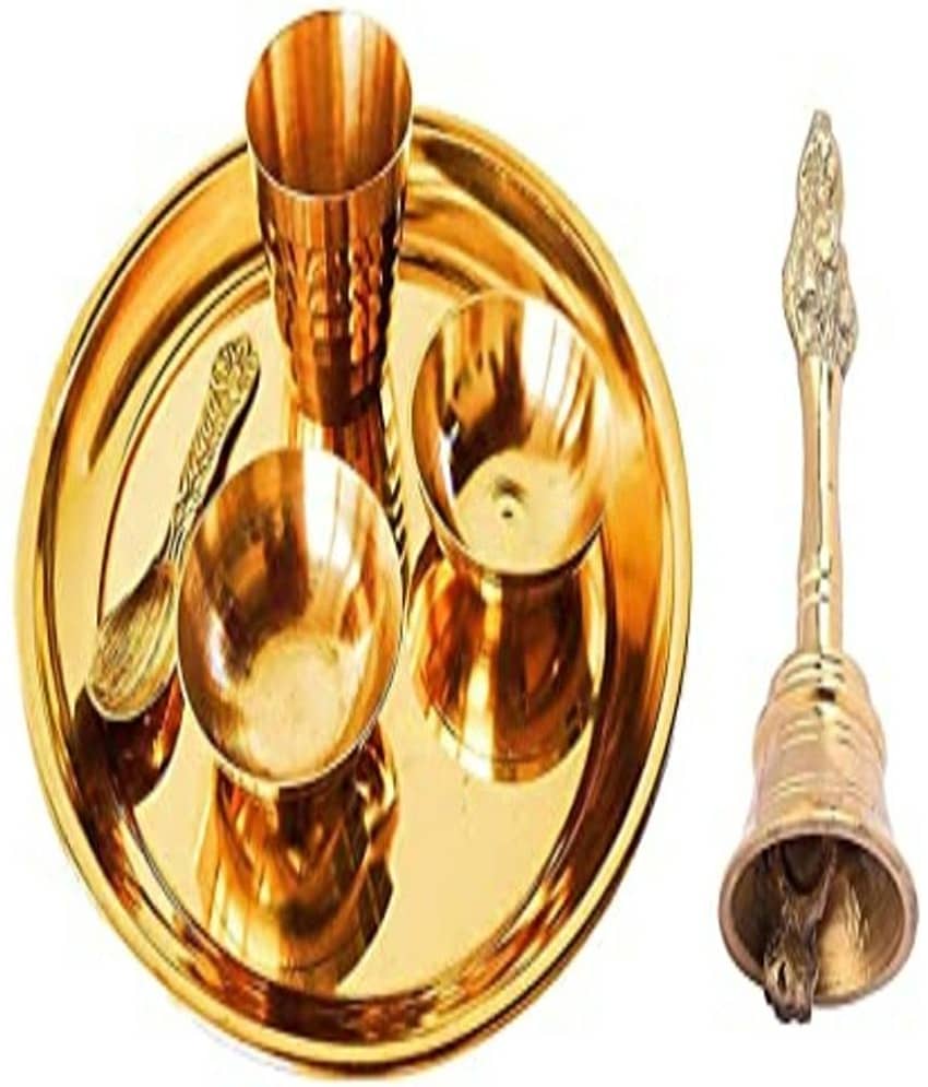 Pooja Thali Set with Pooja Bell (Pack of 6)