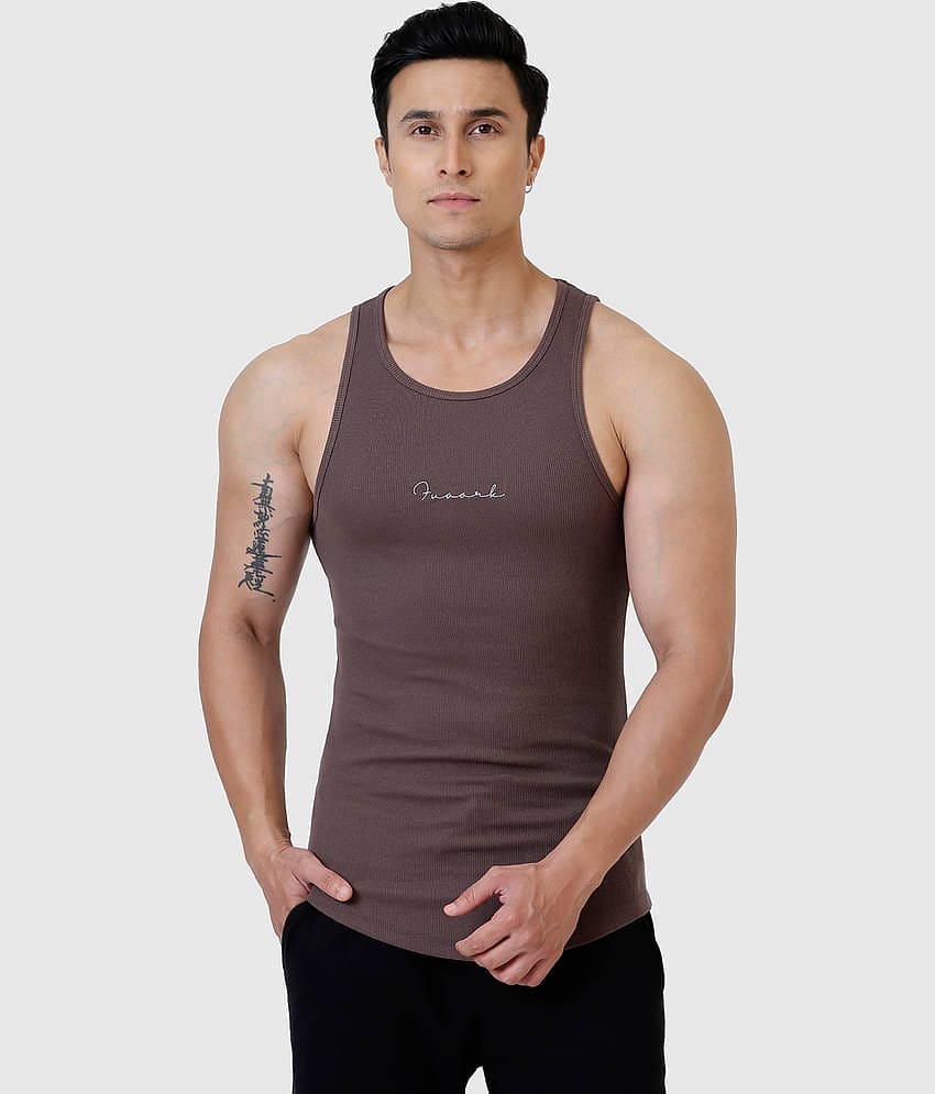 Fuaark Olive Cotton Slim Fit Men's Tanks ( Pack of 1 )