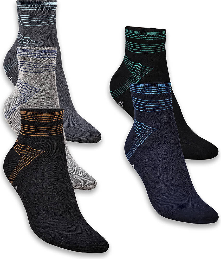 Dollar - Cotton Men's Solid Multicolor Ankle Length Socks ( Pack of 5 )