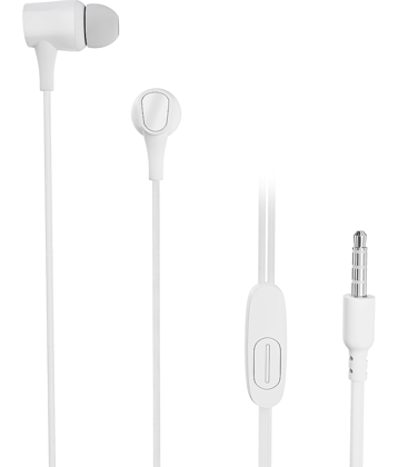 Digimate Jackbeat Wired Earphones with 3.5mm Jack, Tangle-Free Cable & In-Line Mic (DG-HF-1001, White)