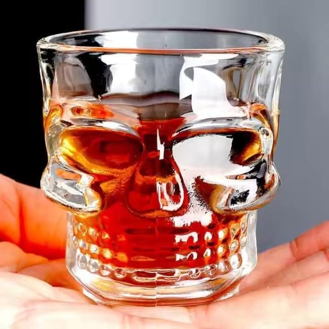 Skull Shot Glasses | Pack of 6 | 60 ML | Tequila Crystal Clear Mug for Ocean, Dessert, Beverage Drink, Liquor, Cordial, Patiala |