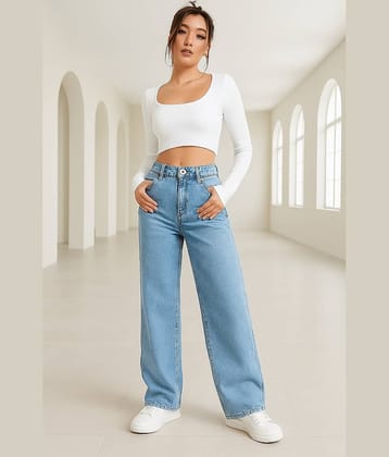 Kashian Women's Regular Fit High-Rise Jeans ( Light Blue )