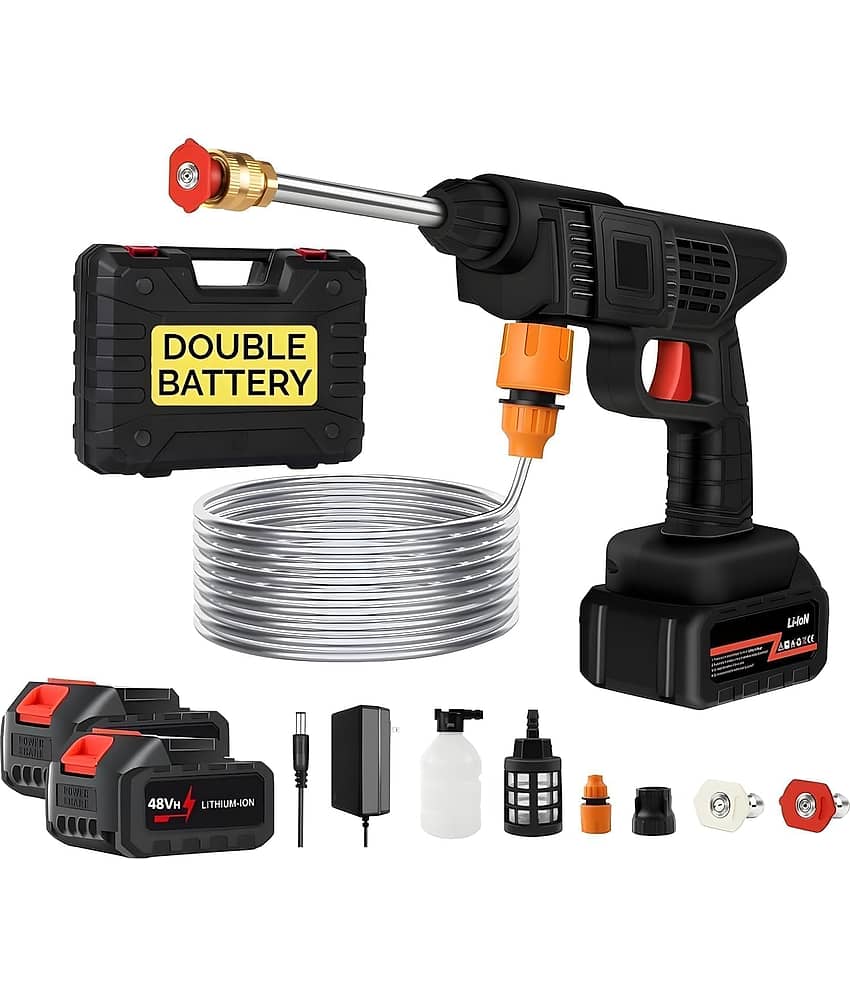 Cordless Portable Wireless Pressure Washer Gun 48V 12000mAh High Pressure Water Gun for Car Wash and Bike Cleaning with Adjustable Nozzle and 5M Hose Pipe