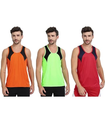 FTX Pack of 3 Polyester Gym Vest For Men ( Orange )
