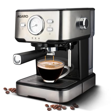 AGARO Imperial Espresso Coffee Maker, 15 Bars, With Foaming Milk, Frother Wand for Espresso, Cappuccino, Latte and Mocha, Steam, Adjustable Milk Frothing and Double Temperature Control System,1100W. AGARO Imperial Espresso Coffee Maker, 15 Bars, With Foa