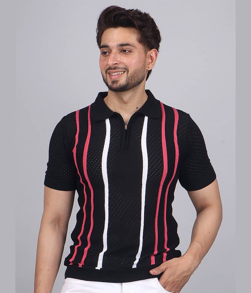 FEVERFEW Men Cotton Regular Fit Striped Polo T Shirt ( Multicolor )