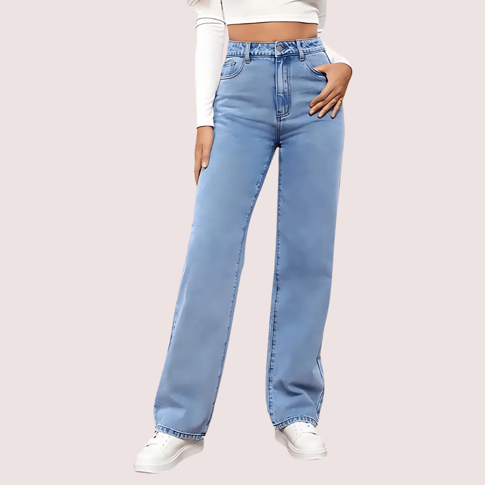 Women's Fashionable Washed High Waist Straight Jeans - Jeans | Buy online on ZillyBuy