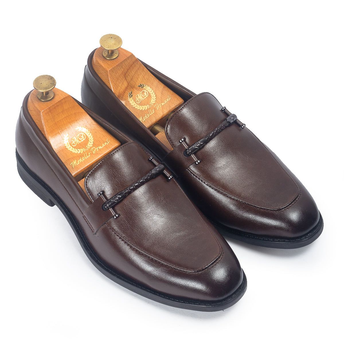 Italian Cut Knot Buckle Slipons (Brown)-EU 41 / UK 7 / Brown