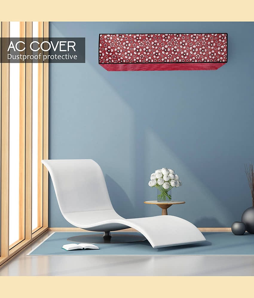 CASA FURNISHING Single Polyester Blend Maroon AC Cover for 1.5 Ton Split AC