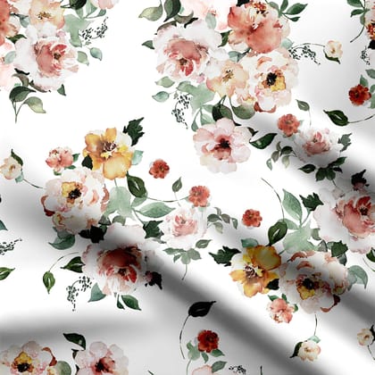 January Blooms Print Fabric-Cotton