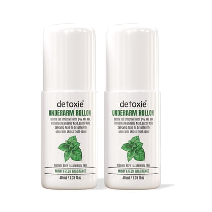 5% AHA BHA Underarm Lightening Deo Roll On - Pack of 2 | Men & Women | 40 ml Each, Minty Fresh Fragrance 5% AHA BHA Underarm Lightening Deo Roll On - Pack of 2 | Men & Women | 40 ml Each, Minty Fresh Fragrance - Default Title