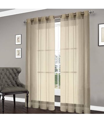 Home Candy Set of 2 Window Transparent Eyelet Polyester Beige Curtains ( 152 x 120 cm )