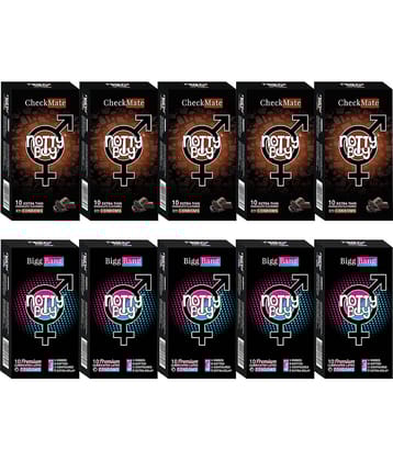 NottyBoy Contoured Ribs Dots Over Time and Chocolate Flavoured Condoms - 100 Units