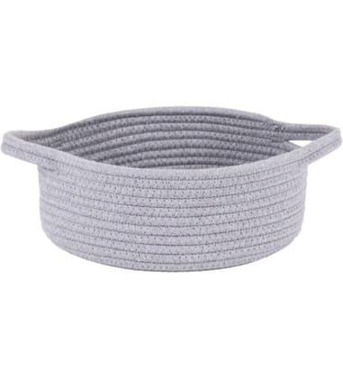 Generic Cotton 8x3 Inch Round Bedside Organizer With Out Lid (Gray)-PID66372