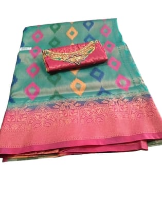 Elegant Soft Silk Saree with Pochampalli Designer Blouse