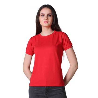 Generic Women's Cotton Blended Solid Round Neck Half Sleeve T-Shirt
