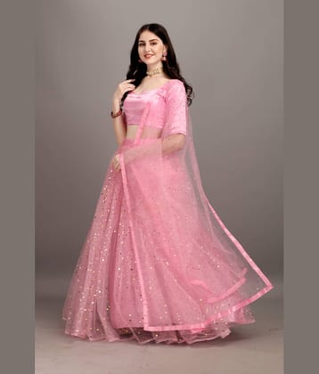 color bucket Blue Net Circular Semi Stitched Lehenga Single