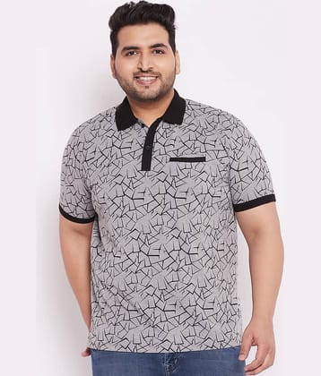 GET GOLF Pack of 1 Cotton Blend Regular Fit Printed Half Sleeves Men's Polo T Shirt ( Grey )