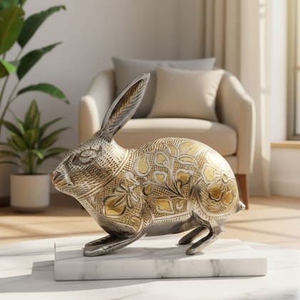 Brass Rabbit Decorative Showpiece Statue for Home & Table Decor, Height : 5.5 Inch (ANMAS146 C)
