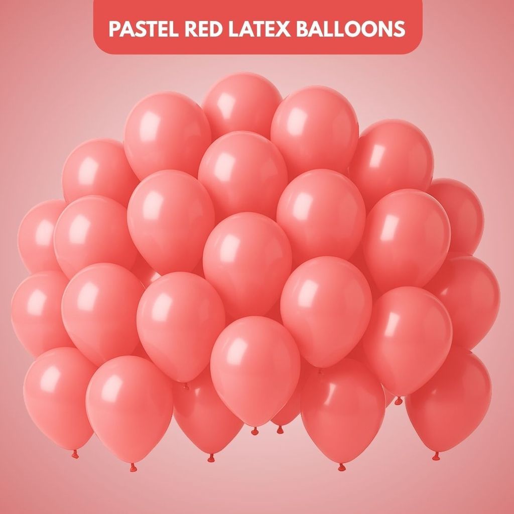 Pastel Red Latex / Rubber Balloons - 12 inches - Helium Quality - Bulk Pack - 10PC - Party and Festive Needs | Buy online on ZillyBuy