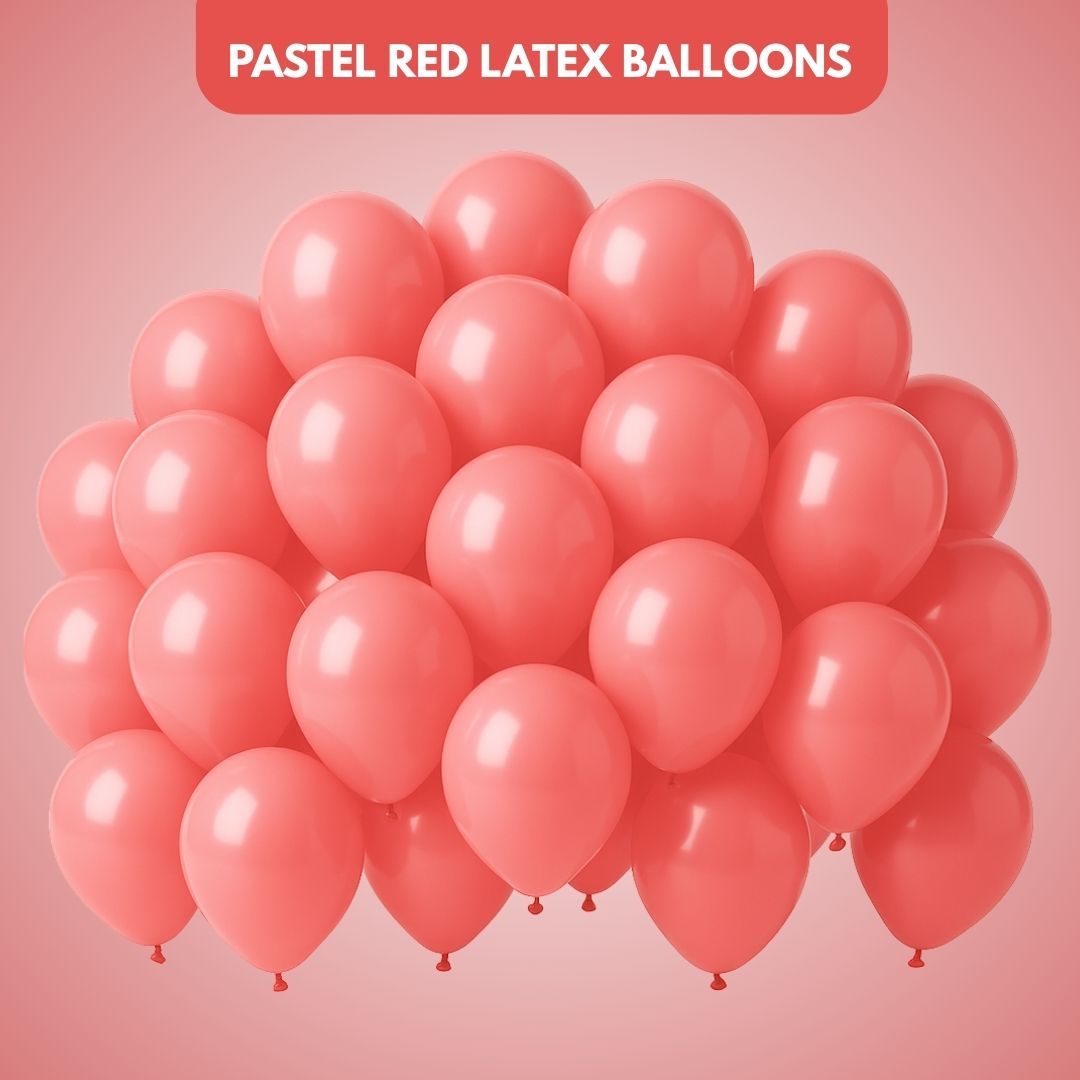 Pastel Red Latex / Rubber Balloons - 12 inches - Helium Quality - Bulk Pack - 10PC
