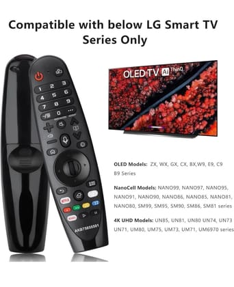 Voice Magic Remote AKB75855501 for LG Smart TV Magic Remote Replacement AN-MR20GA MR19BA MR18BA MR650A, with Pointer Function/Hotkeys Such as Netflix/P-Video/Movies