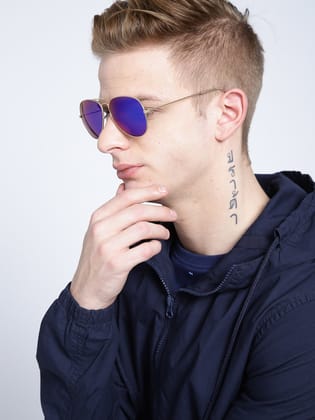MTV Aviator Blue Violet Men Golden Full-frame Metal Solid UV 400 Protection Sunglass-MTV-123-C20