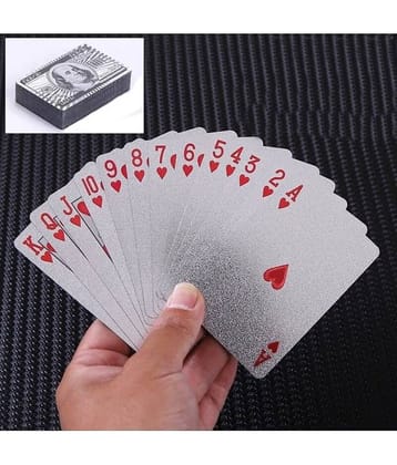 Fratelli Silver Deck of Waterproof Cards, Flexible PVC Plastic Gold Playing Cards Premium Poker Cards Gold Waterproof Playing Cards Washable Flexible Use for Party Game