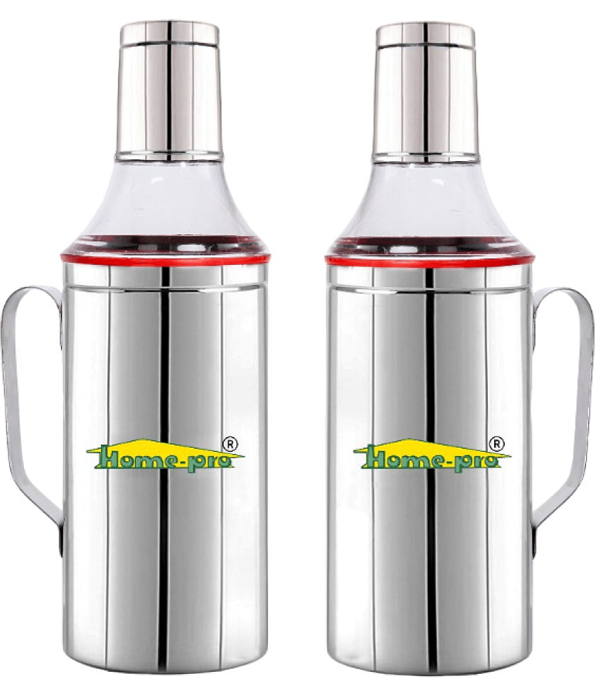 HomePro - Stainless Steel Oil dispenser Pack of 2 Leakproof Oil pourer | Oil container | Oil Pot | Oil Can with Sturdy Handle, (Size)