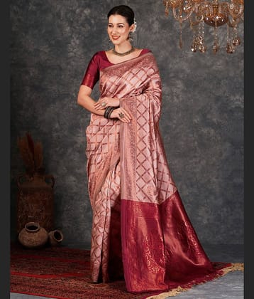 Samah Silk Woven Saree With Unstitched Blouse Piece ( Khaki )