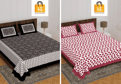 2201-Hometrade India- Standard Double Size (90*100 in )-Combo Double Bedsheet