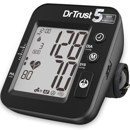 Dr Trust USA IntelliTrack Blood Pressure Monitor 131 for Atrial Fibrillation Detection & Stroke Prevention, USB Compatible & Powered By 4 AAA Batteries BP Machine with Afib, MDI Technology (Black)