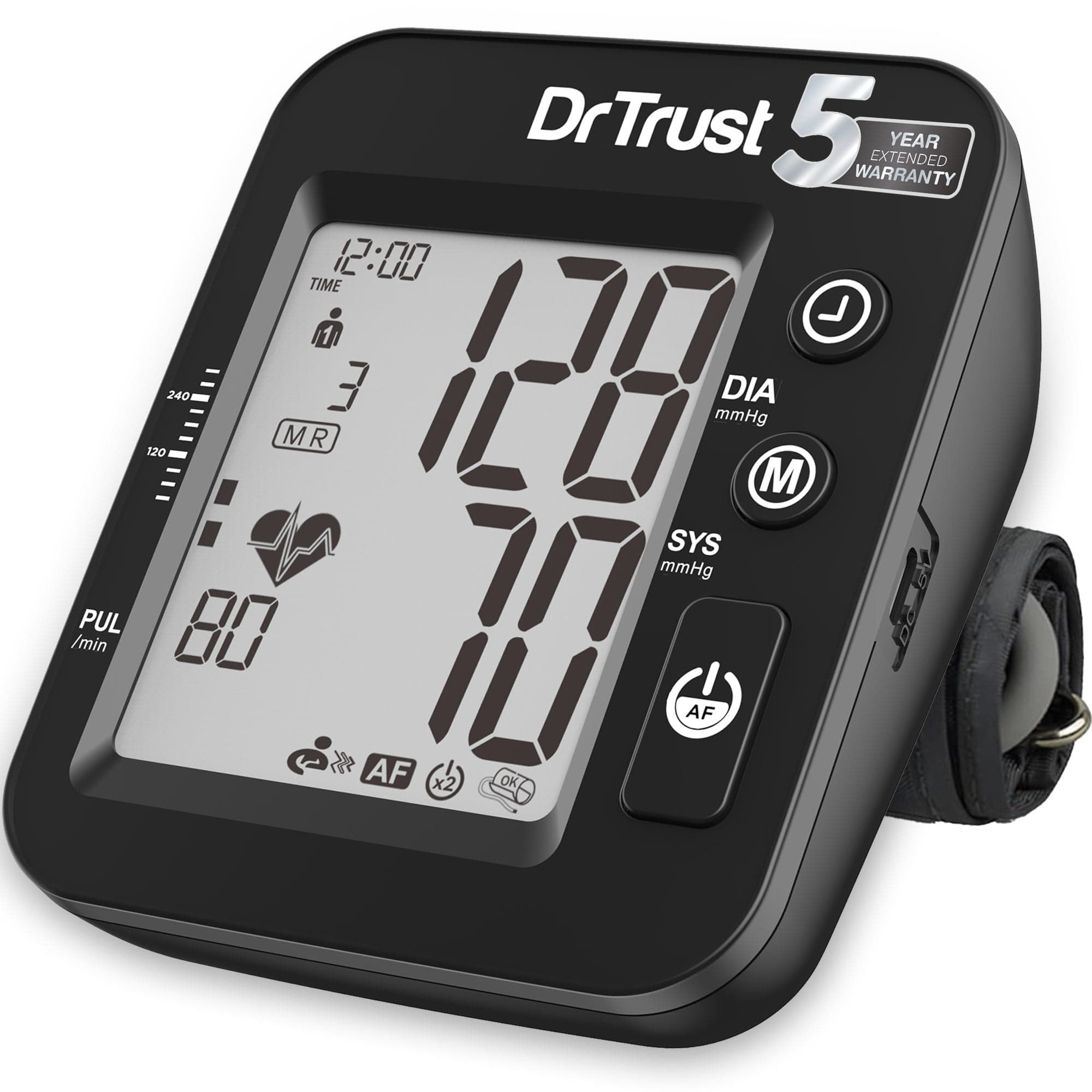 Dr Trust USA IntelliTrack Blood Pressure Monitor 131 for Atrial Fibrillation Detection & Stroke Prevention, USB Compatible & Powered By 4 AAA Batteries BP Machine with Afib, MDI Technology (Black)