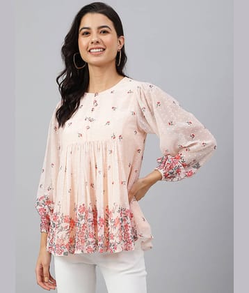 Janasya Women's Georgette A-Line Top ( Peach )