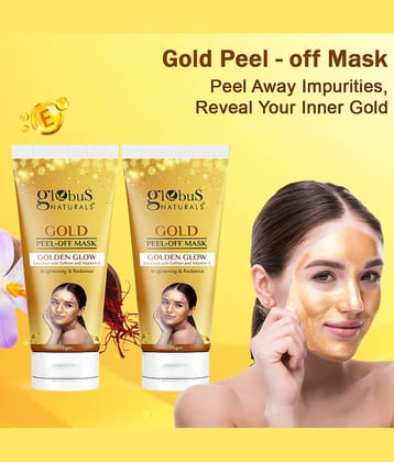 Globus Naturals Gold Peel off Mask For Golden Glow,Skin Brightening, Anti-Ageing,For All Skin Type,75Gm (Pack of 2)