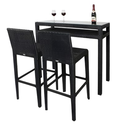 MJA FURNITURE Patio Bar Set Chairs and Table Set for Outdoor, Wicker Bar Stools Set, High Table with Chairs