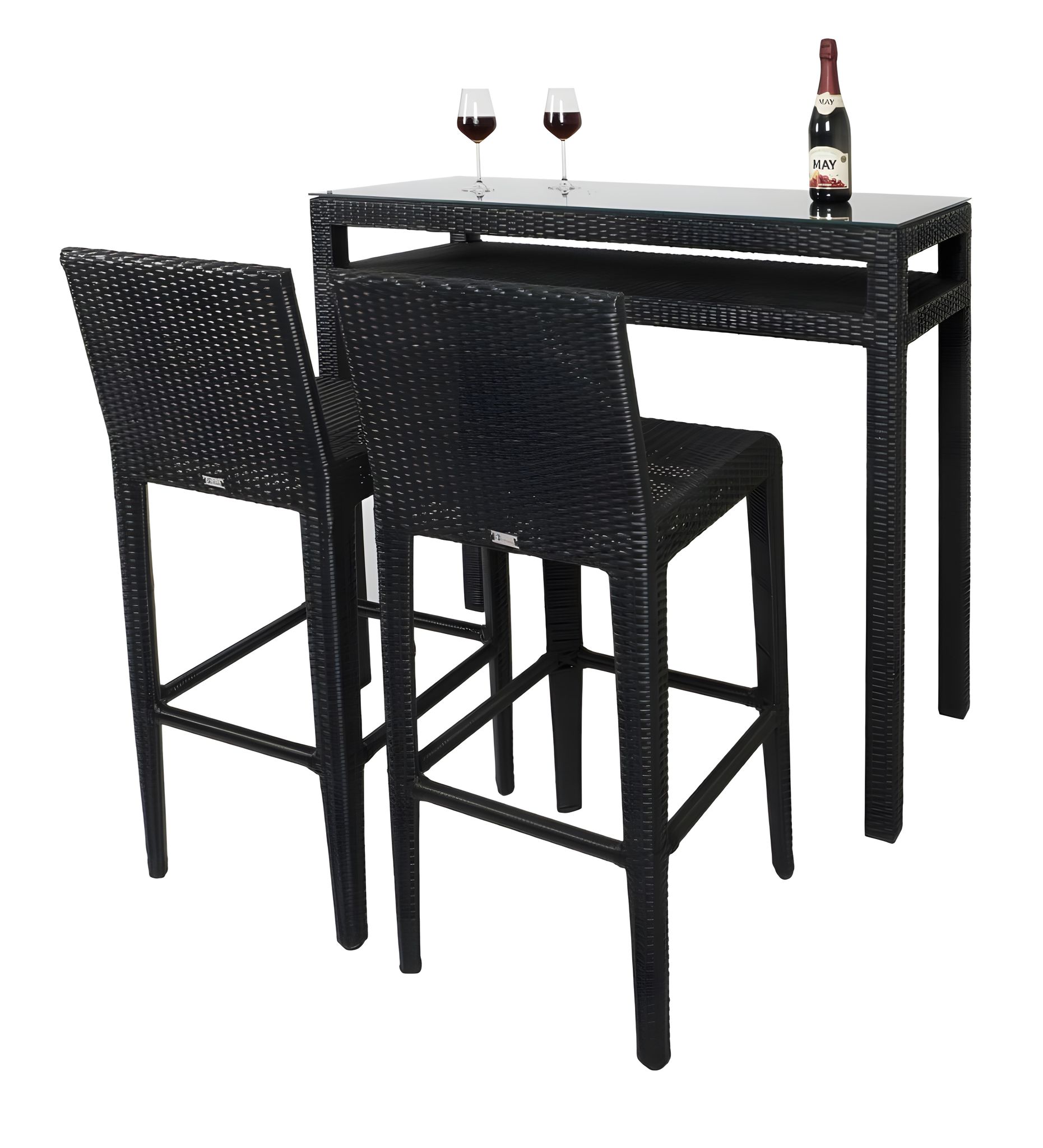 MJA FURNITURE Patio Bar Set Chairs and Table Set for Outdoor, Wicker Bar Stools Set, High Table with Chairs