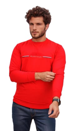 Blueficus Men's Regular Fit Cotton Blend Loop Knit pre Winter Sweatshirt Round Neck