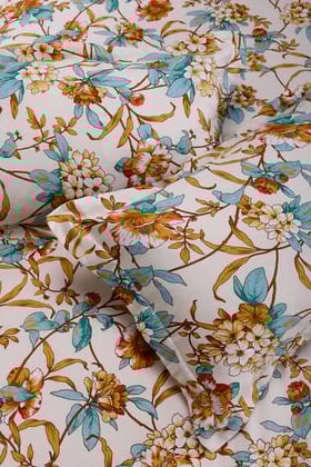 Azalea Garden Offwhite Cotton Bedsheet-Double: 90 x 108 in / Offwhite / Offwhite