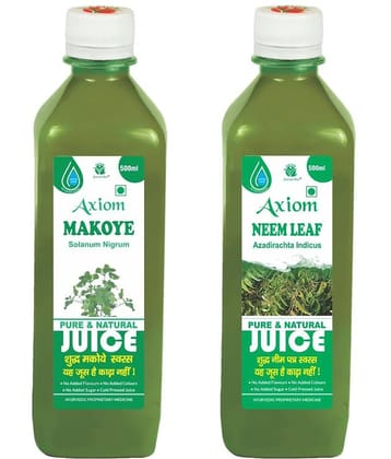 Axiom Makoye Juice 500Ml + Neem Leaf Juice 500Ml , Ayurvedic Juice Combo Pack