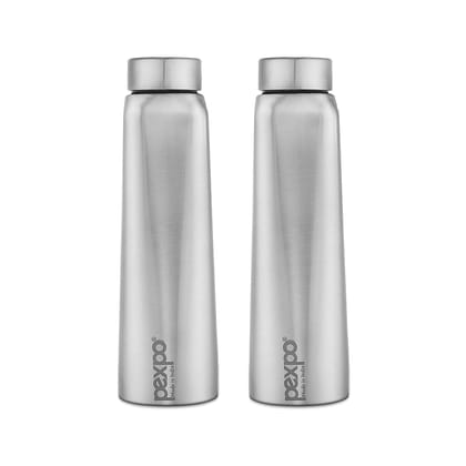 PEXPO Stainless Steel Fridge Water Bottle, 1000 ml, Pack Of 2, Silver, Vertigo | Eco-Friendly Water Bottle Suitable For Adults & Kids