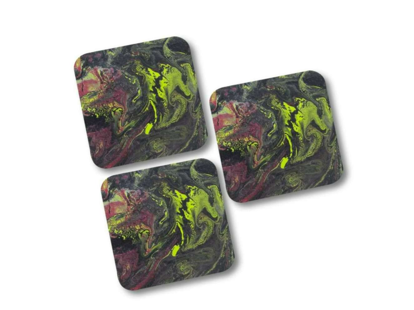 Fluid Art on Square Tea Coasters with stand DIY Kit by Penkraft