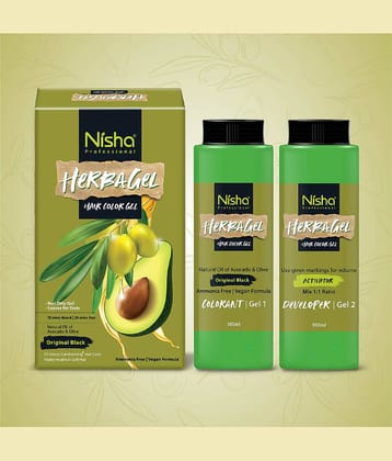 Nisha Herbagel Hair and Beard Colour Gel Original Black 200ml, Ammonia Free Black Hair Colour Gel