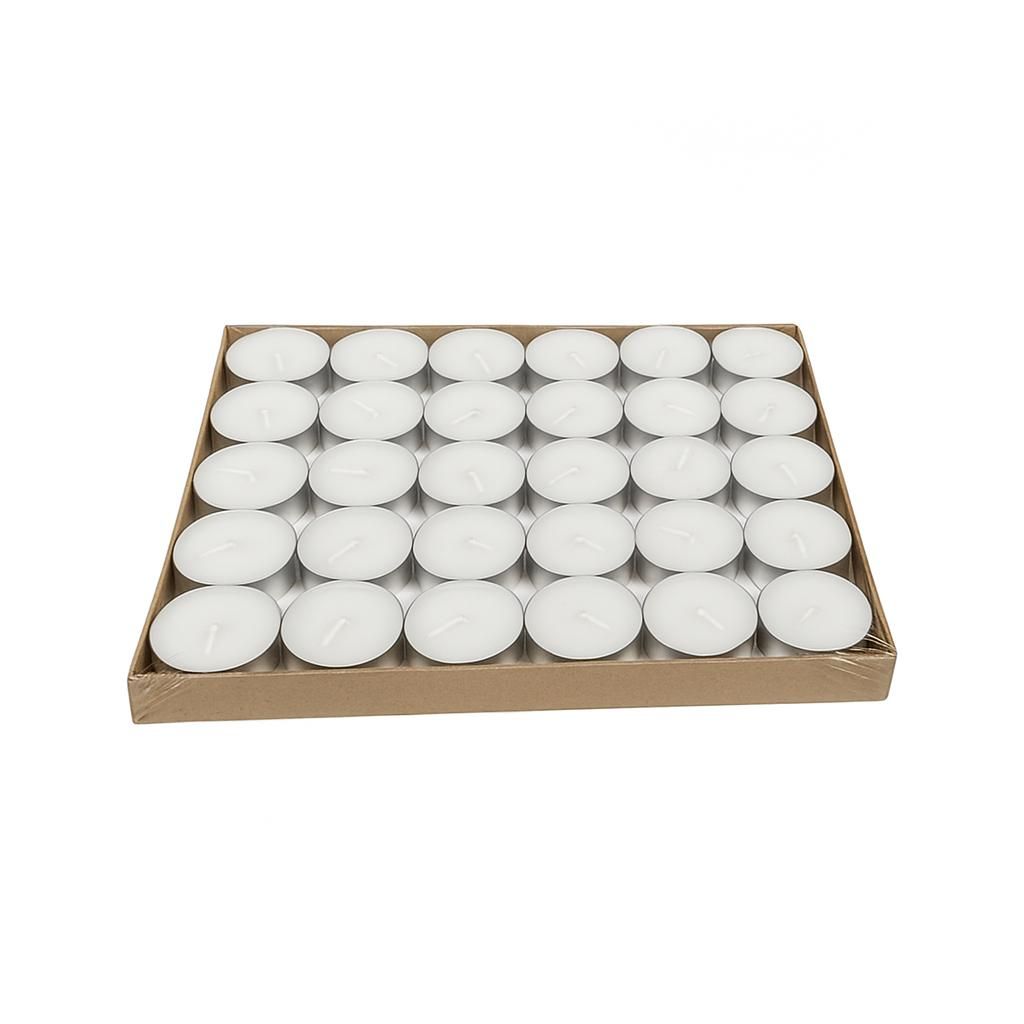 White Unscented Tea Light Candles – Pack of 50 (2g Each)