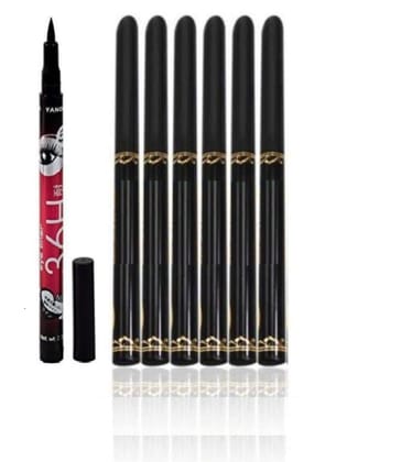 Elecsera Waterproof Eyeliner Black Pack of 6pcs with Sketch Pen Eyeliner 2.5 g (Black)