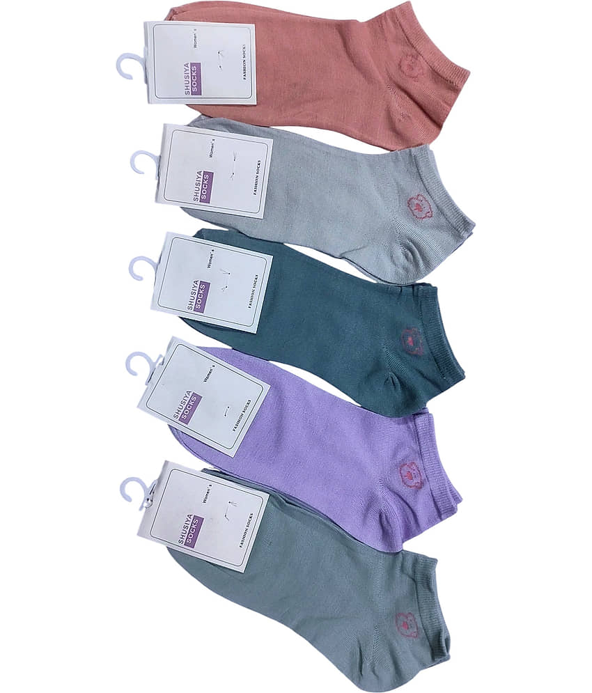 Benicia Pack of 5 Women's Polyester Ankle Length Socks ( Multicolor )