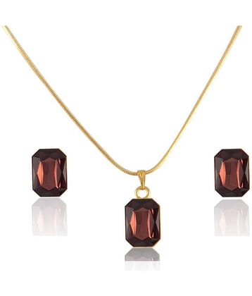 JFL Crystal Pendant with Chain and Earrings Set for Women & Girls