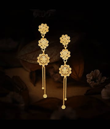 LUV FASHION Golden Jhumki Earrings ( Pack of 1 )